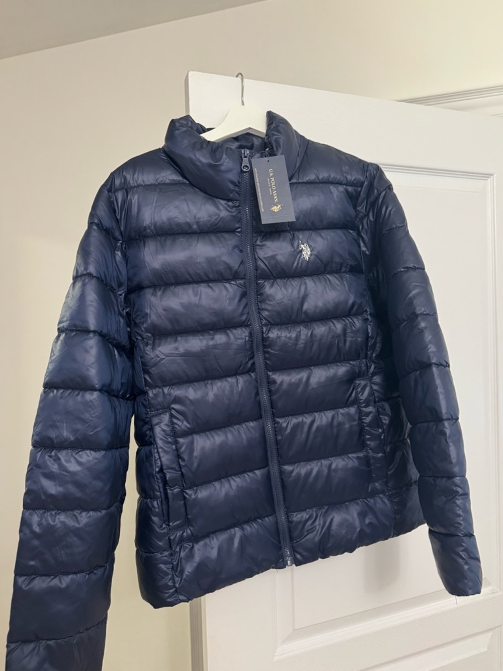 U.S. Polo Assn. Navy Quilted Jacket with Flag Detail